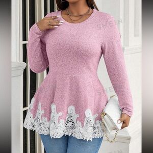 SHEIN Top with Lace Trim